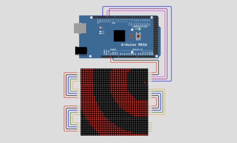 Arduino Mega MAX7219 LED Matrix Tunnel Animation