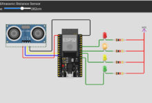 Ultrasonic Water Level Detector with ESP32 & LED Indicators