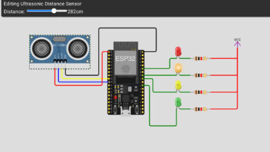 Ultrasonic Water Level Detector with ESP32 & LED Indicators