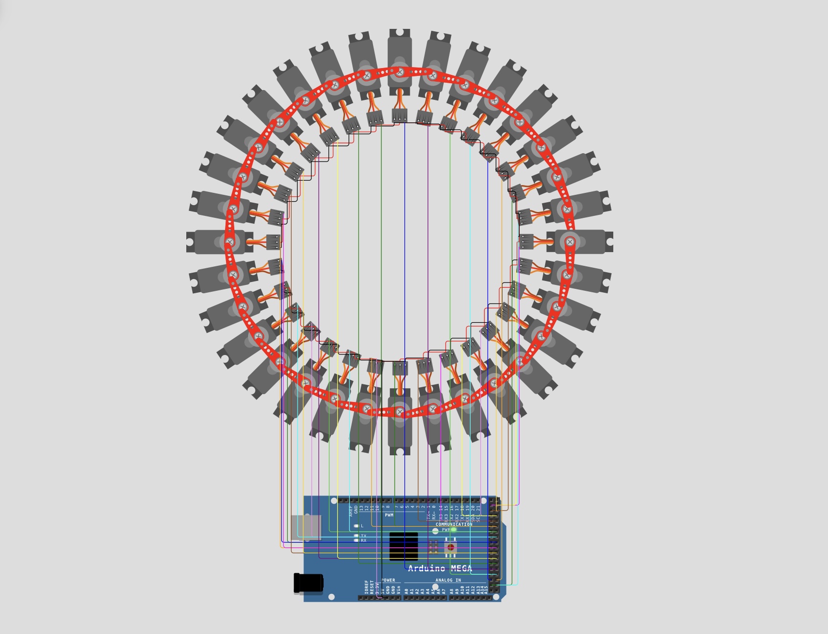 32 Servo Motor Circular Animation with Arduino Mega